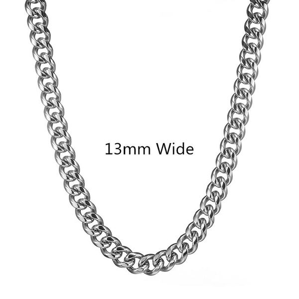 13mm wide men's neck chain 316l stainless steel curb cuban link chain necklace jewelry halloween gift 7-40inch, Silver
13mm wide men's neck chain 316l stainless steel curb cuban link chain necklace jewelry halloween gift 7-40inch, Silver