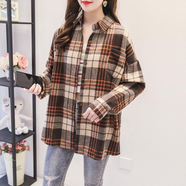 2020 new all-match plaid shirt women fall/winter loose sanding plus size women's woolen coat women1, Black
2020 new all-match plaid shirt women fall/winter loose sanding plus size women's woolen coat women1, Black