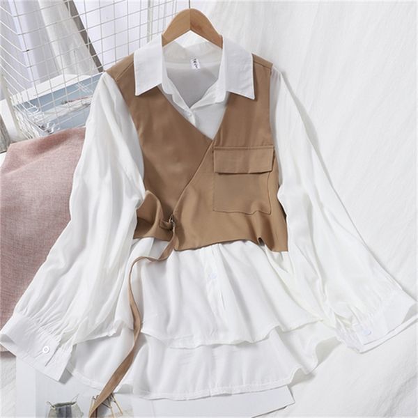 2021 new autumn new fashion all-match solid color slimming shirt + pocket vest jacket two-piece suit women b2rc, White
2021 new autumn new fashion all-match solid color slimming shirt + pocket vest jacket two-piece suit women b2rc, White