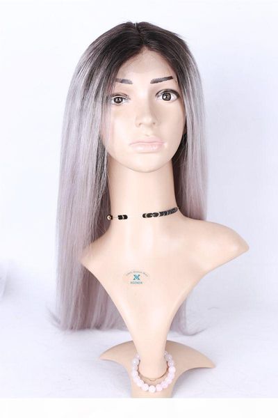 virgin peruvian #1b grey two tone glueless full lace human hair wigs ombre 1b grey lace front wigs bleached knots full density, Black;brown 
virgin peruvian #1b grey two tone glueless full lace human hair wigs ombre 1b grey lace front wigs bleached knots full density, Black;brown