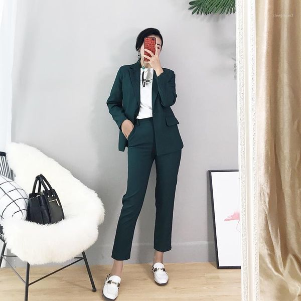 two piece set and pants new fashion elegant pioneer temperament suit black dark green suit nine pants women's two-piece1, White
two piece set and pants new fashion elegant pioneer temperament suit black dark green suit nine pants women's two-piece1, White