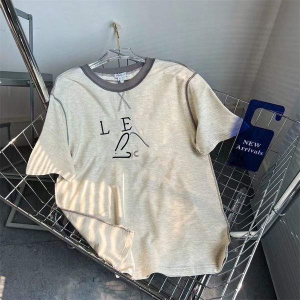 spring and summer new loe reverse terry embroidery round neck contrast color leisure simple loose couple short sleeve t-shirt, White
spring and summer new loe reverse terry embroidery round neck contrast color leisure simple loose couple short sleeve t-shirt, White