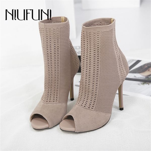 stretch fabrics stiletto solid color women's ankle boots high heels peep toe knit sock booties shoes woman slim lady boots y200723, Black
stretch fabrics stiletto solid color women's ankle boots high heels peep toe knit sock booties shoes woman slim lady boots y200723, Black
