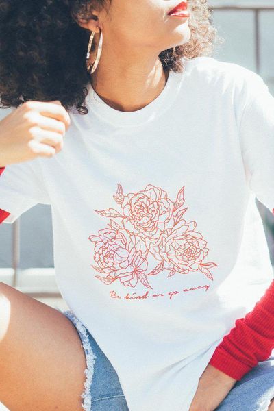 be kind or go away rose t shirt summer women short sleeve tumblr grunge aesthetic t-shirt vintage hipsters cute tee, White
be kind or go away rose t shirt summer women short sleeve tumblr grunge aesthetic t-shirt vintage hipsters cute tee, White