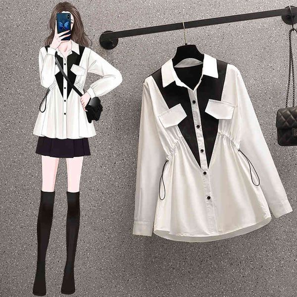 women's blouses & shirts slightly fat and thin spring large women's fashion versatile contrast waist drawstring shirt mn7e, White
women's blouses & shirts slightly fat and thin spring large women's fashion versatile contrast waist drawstring shirt mn7e, White