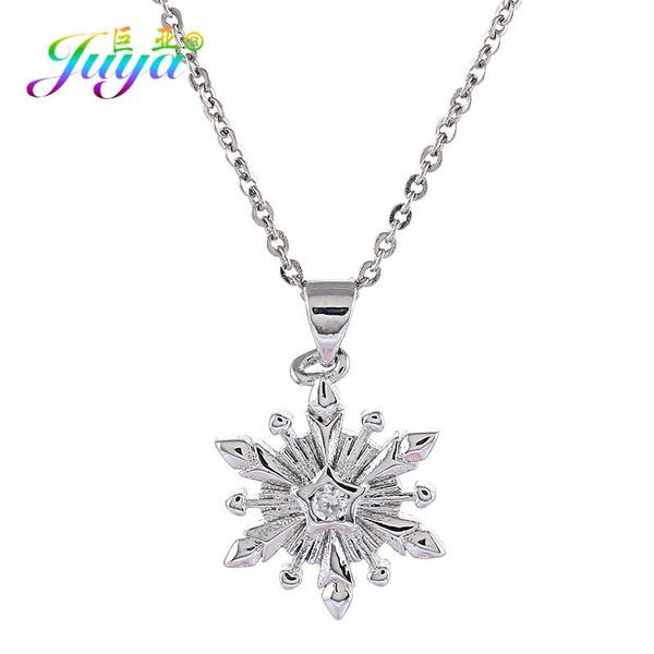 pendant necklaces juya fashion year christmas jewelry supplies gold/rose gold micro pave zircon snowflake necklace for women, Silver
pendant necklaces juya fashion year christmas jewelry supplies gold/rose gold micro pave zircon snowflake necklace for women, Silver