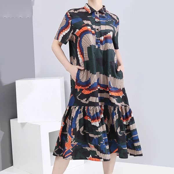 women pattern printed pleated split midi dress new lapel short sleeve loose fit fashion tide spring summer 2021, White
women pattern printed pleated split midi dress new lapel short sleeve loose fit fashion tide spring summer 2021, White