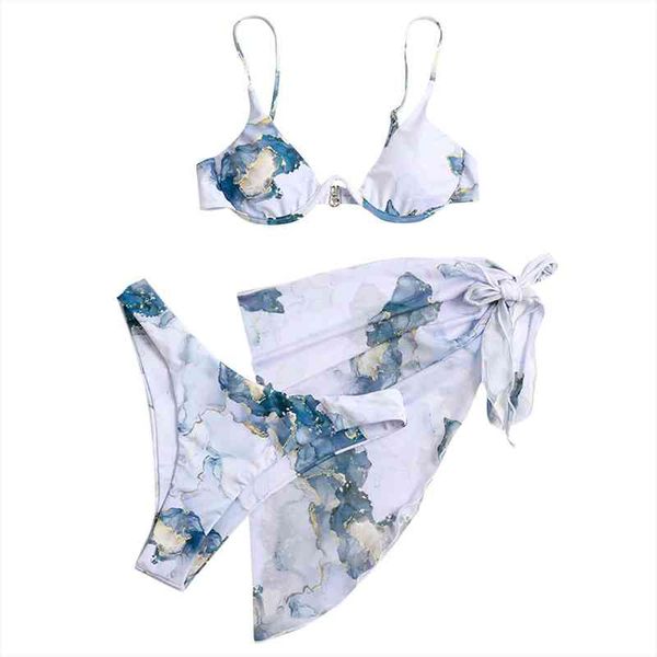 bikinis set womens fashion tie-dye printed cross-tie chiffon three-piece split bikini traje de bao para mujer, White;black
bikinis set womens fashion tie-dye printed cross-tie chiffon three-piece split bikini traje de bao para mujer, White;black