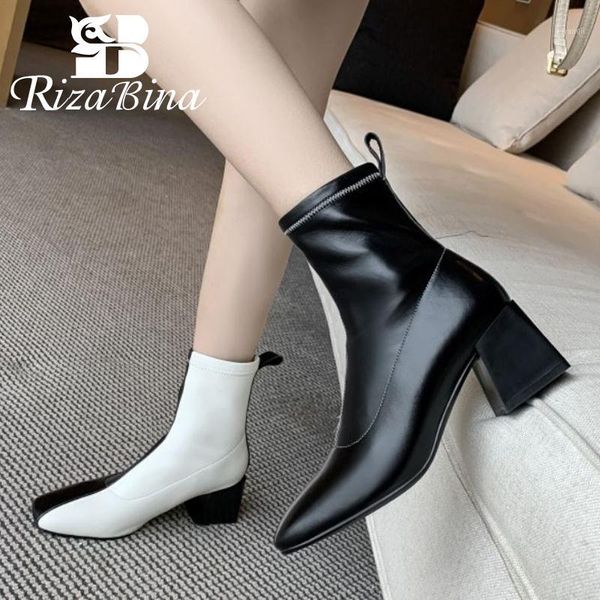 boots rizabina women shoes real leather ankle square toe thick heel slip on sock ladies footwear party size 34-401, Black
boots rizabina women shoes real leather ankle square toe thick heel slip on sock ladies footwear party size 34-401, Black
