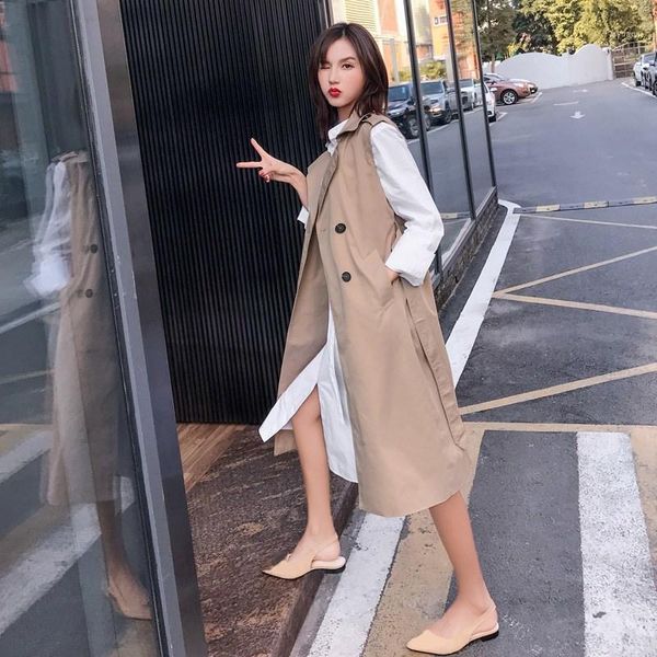 women autumn vest coat women button khaki long coat waistcoat casual sleeveless solid color vest jacket1, Tan;black
women autumn vest coat women button khaki long coat waistcoat casual sleeveless solid color vest jacket1, Tan;black
