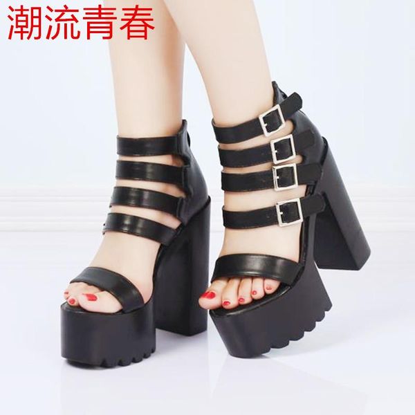 dress shoes chunky heel sandals punk high heels platform woman summer sandalias romanas women's 2021, Black
dress shoes chunky heel sandals punk high heels platform woman summer sandalias romanas women's 2021, Black