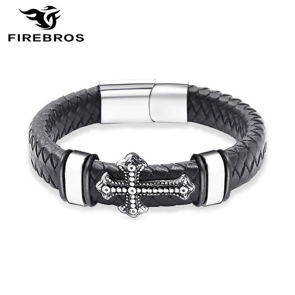 charm bracelets firebros silver color magnetic buckle stainless steel cross genuine leather bracelet bangle men vintage rock jewelry gift, Golden;silver
charm bracelets firebros silver color magnetic buckle stainless steel cross genuine leather bracelet bangle men vintage rock jewelry gift, Golden;silver