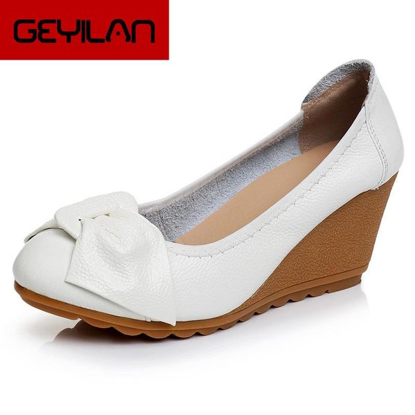 autumn spring bow genuine leather high heels female shoes women's pumps slip on casual woman wedges shallow platform shoes 2020, Black
autumn spring bow genuine leather high heels female shoes women's pumps slip on casual woman wedges shallow platform shoes 2020, Black