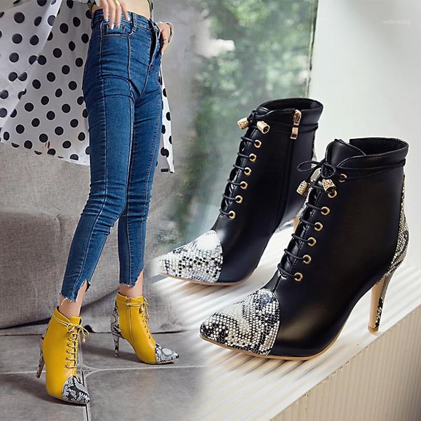ymechic 5 color stiletto boots cross tied womens boots snakeskin pointed toe design high heels ankle ladies shoes red1, Black
ymechic 5 color stiletto boots cross tied womens boots snakeskin pointed toe design high heels ankle ladies shoes red1, Black