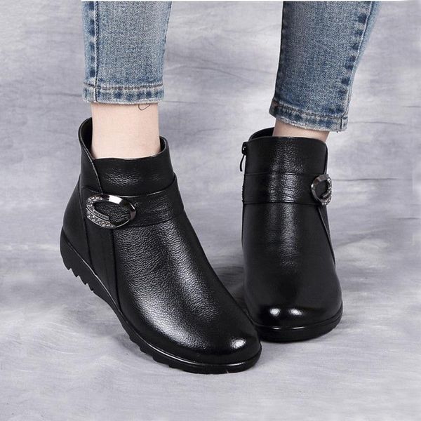 okh winter classic black genuine leather ladies ankle boots women flat low heel round toe zipper wool warm female short boots
okh winter classic black genuine leather ladies ankle boots women flat low heel round toe zipper wool warm female short boots