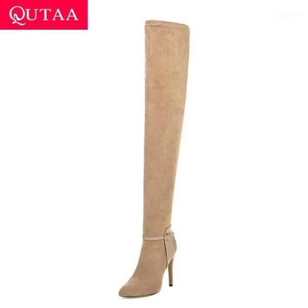 boots qutaa 2021 stretch flock slip on over the knee high autumn winter thin heel pointed toe women shoes size 34-431, Black
boots qutaa 2021 stretch flock slip on over the knee high autumn winter thin heel pointed toe women shoes size 34-431, Black