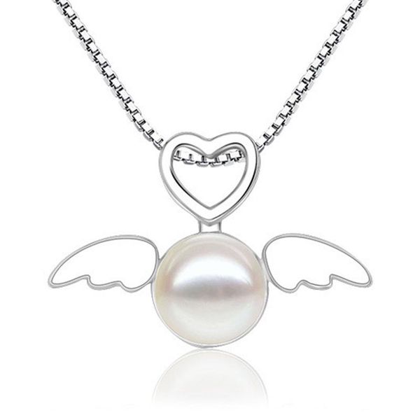 good gift pearl necklace copper chain love heart angel pendant jewelry women accessories, Silver
good gift pearl necklace copper chain love heart angel pendant jewelry women accessories, Silver