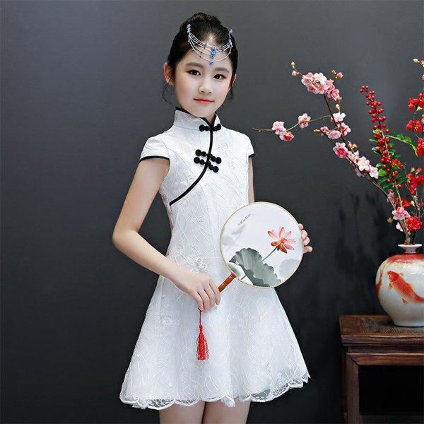 white elegant formal party gown children sweet lace novelty cheongsam exquisite embroidery vintage button trim a-line dress, Red
white elegant formal party gown children sweet lace novelty cheongsam exquisite embroidery vintage button trim a-line dress, Red