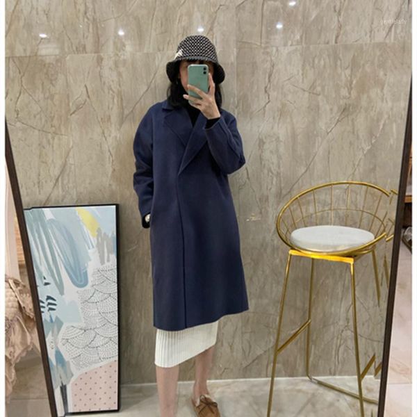 women's wool & blends woolen women's long coat turndown collar cover button loose ladies jacket outwear with pockets1, Black
women's wool & blends woolen women's long coat turndown collar cover button loose ladies jacket outwear with pockets1, Black