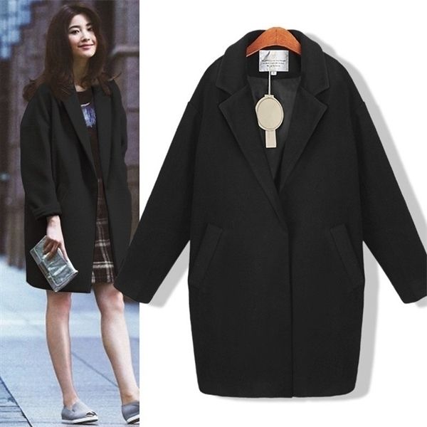new spring autumn plus size fashion loose turn-down collar pocket solid woolen blends coat for women larger outerwearx1020, Black
new spring autumn plus size fashion loose turn-down collar pocket solid woolen blends coat for women larger outerwearx1020, Black