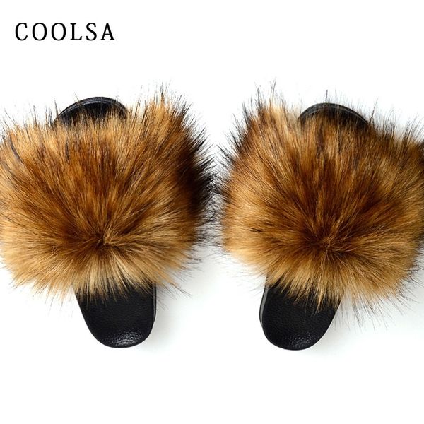 new winter warm fur slippers women faux fox fur slides fluffy plush sandals flat house shoes woman casual raccoon fur flip flops t200411, Black
new winter warm fur slippers women faux fox fur slides fluffy plush sandals flat house shoes woman casual raccoon fur flip flops t200411, Black
