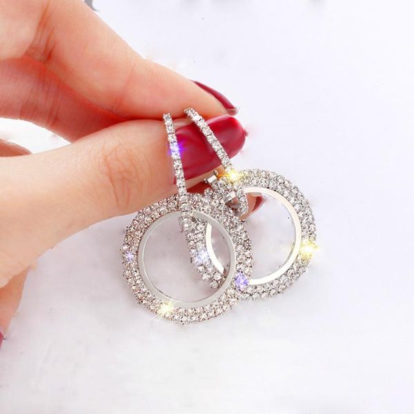 dangle & chandelier korean fashion earrings for women inlaid rhinestones geometric circle jewelry big, Silver
dangle & chandelier korean fashion earrings for women inlaid rhinestones geometric circle jewelry big, Silver