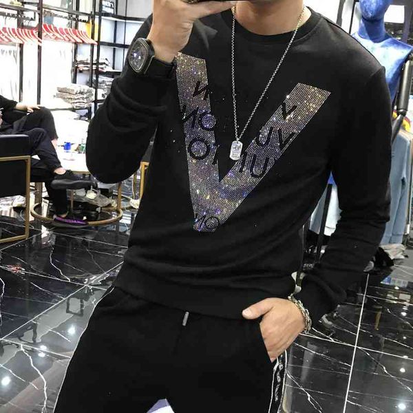 men's autumn and winter fashion round leading set of rhinestone slim comfortable warm design hoodie, Black
men's autumn and winter fashion round leading set of rhinestone slim comfortable warm design hoodie, Black