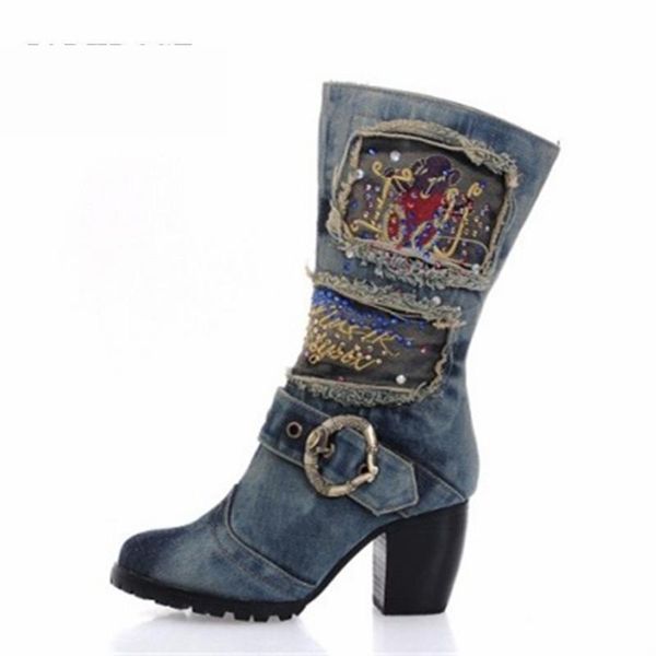 crystal winter warm boots women platform chunky high heel botas mujer denim boot riding boots jean shoes woman size 42, Black
crystal winter warm boots women platform chunky high heel botas mujer denim boot riding boots jean shoes woman size 42, Black