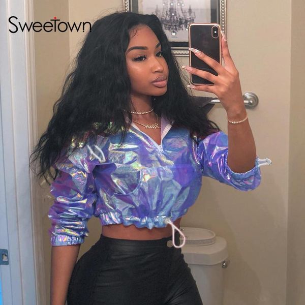 sweetown reflective sparkling crop oversized hoodies women streetwear punk style long sleeve bomber hoodies women sweatshirts, Black
sweetown reflective sparkling crop oversized hoodies women streetwear punk style long sleeve bomber hoodies women sweatshirts, Black