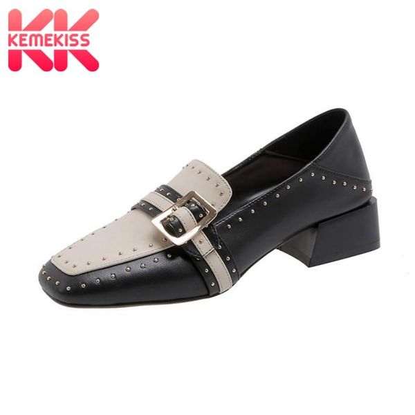 kemekiss fashion pumps shoes women good genuine leather metal buckle little rivets shoes ladies' mixed color footwear size 34-43, Black
kemekiss fashion pumps shoes women good genuine leather metal buckle little rivets shoes ladies' mixed color footwear size 34-43, Black