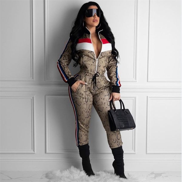 2 two piece set striped women tracksuit snake print sweat pants ankle zipper jacket suit long sleeve sweatsuits outwear street y201128, White
2 two piece set striped women tracksuit snake print sweat pants ankle zipper jacket suit long sleeve sweatsuits outwear street y201128, White