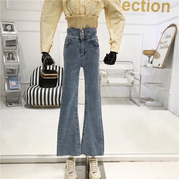 women's jeans high waist breasted flared women spring niche design skinny and retro stretch wide leg pants with drooping feeling1, Blue
women's jeans high waist breasted flared women spring niche design skinny and retro stretch wide leg pants with drooping feeling1, Blue