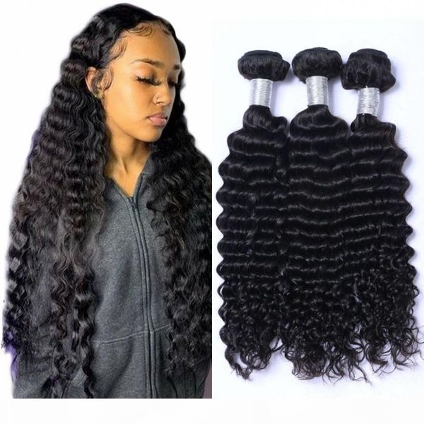 indian deep wave human hair bundles 3 bundles 8-26 inch double weft non remy hair weave extensions, Black
indian deep wave human hair bundles 3 bundles 8-26 inch double weft non remy hair weave extensions, Black