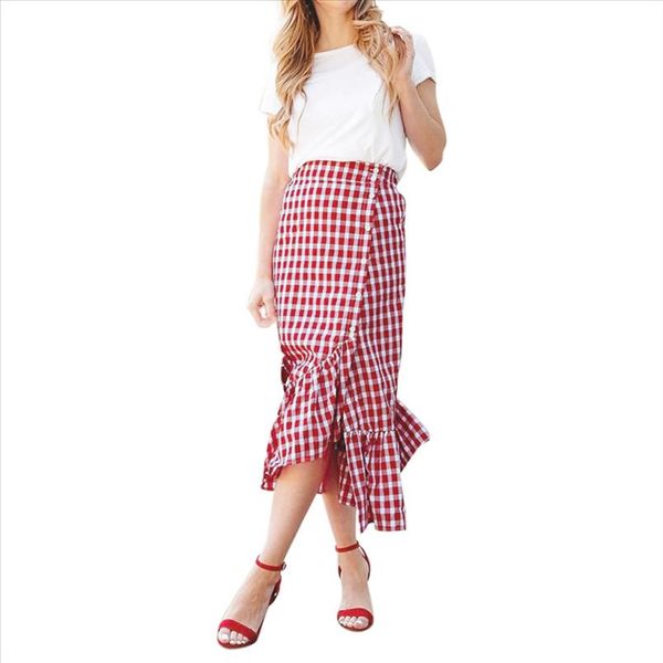skirt fashion summer ladies plaid ruffled button slit high waist asymmetric skirt street casual stretch high waist, Black
skirt fashion summer ladies plaid ruffled button slit high waist asymmetric skirt street casual stretch high waist, Black