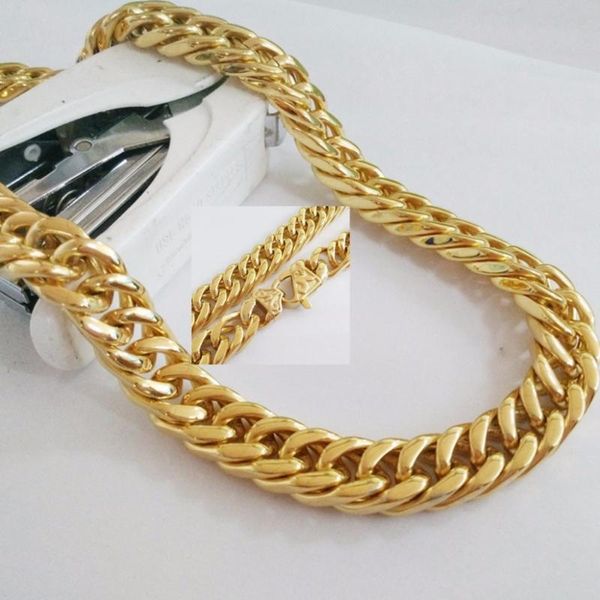 mens jewelry heavy gold color stainless steel double link curb chain necklace 15mm18"-40, Silver
mens jewelry heavy gold color stainless steel double link curb chain necklace 15mm18"-40, Silver
