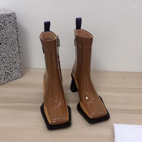 boots genuine patente leather women ankle fashion square toe back zipper short chunky high heels chelse1, Black
boots genuine patente leather women ankle fashion square toe back zipper short chunky high heels chelse1, Black