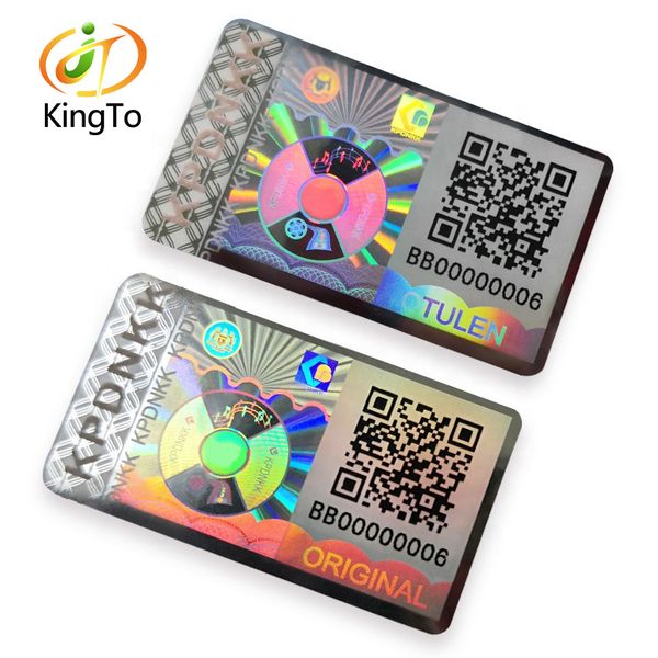 3d Custom Qr Code Serial Number Hologram Sticker / Holographic Tamper Evident Security Label