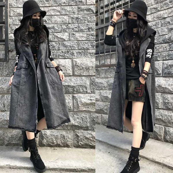 new coming fashion women's denim sleeveless coat korean casual medium length double-breasted lapel trench coat femme veste, Tan;black
new coming fashion women's denim sleeveless coat korean casual medium length double-breasted lapel trench coat femme veste, Tan;black