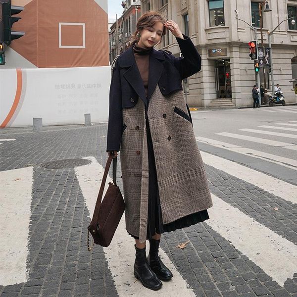 2020new korean women loose large size knee-length coat autumn plaid matching color trench coat pockets epaulet double breasted1, Black
2020new korean women loose large size knee-length coat autumn plaid matching color trench coat pockets epaulet double breasted1, Black