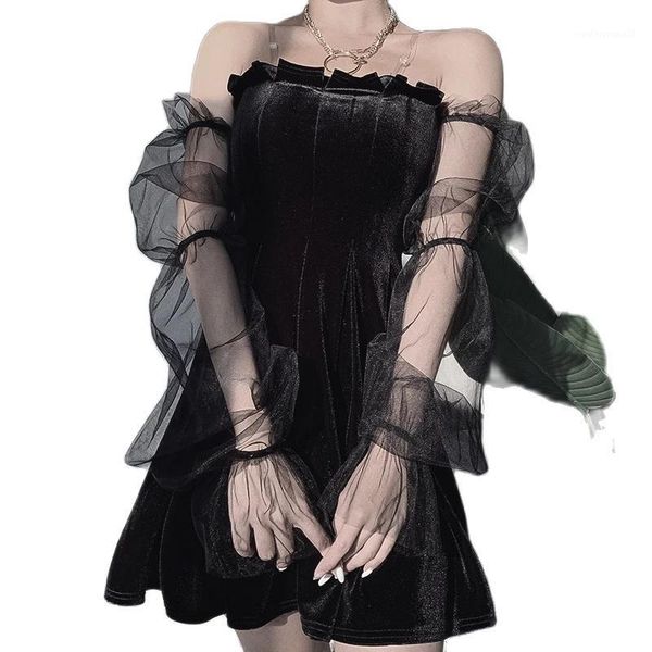 casual dresses mesh vintage gothic women's clothing egirl 2021 aesthetic transpanent strap pleated dress chic punk hip hop grunge emo1, Black;gray
casual dresses mesh vintage gothic women's clothing egirl 2021 aesthetic transpanent strap pleated dress chic punk hip hop grunge emo1, Black;gray