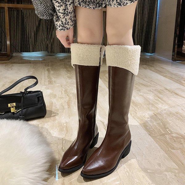 boots women's long winter warm lamb wool waterproof snow pointed but knee high rainboots europe shoes, Black
boots women's long winter warm lamb wool waterproof snow pointed but knee high rainboots europe shoes, Black