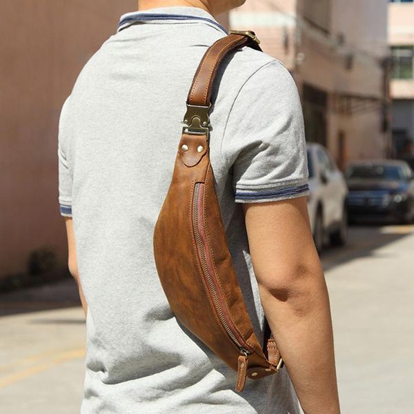 new multifunctional men's crossbody bags crazy horse leather chest bags designer zipper shoulder male chest pack for travel
new multifunctional men's crossbody bags crazy horse leather chest bags designer zipper shoulder male chest pack for travel
