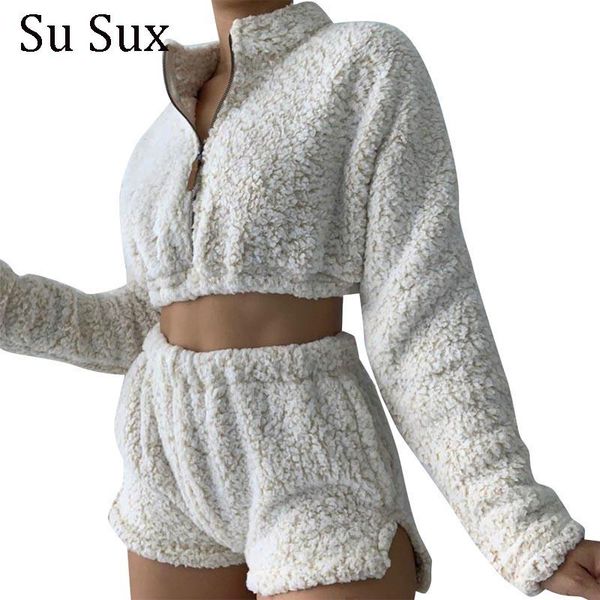 women's tracksuits winter hairy warm two piece set women outfits matching sets solid stand collar crop short pants casual tracksuit ves, Gray
women's tracksuits winter hairy warm two piece set women outfits matching sets solid stand collar crop short pants casual tracksuit ves, Gray