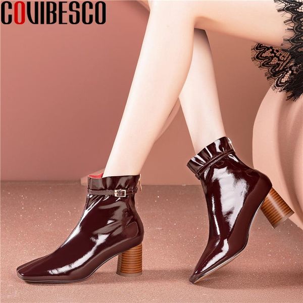 covibesco fashion genuine leather women ankle boots autumn winter new buckle back zip 2020 office lady thick heels boots woman, Black
covibesco fashion genuine leather women ankle boots autumn winter new buckle back zip 2020 office lady thick heels boots woman, Black