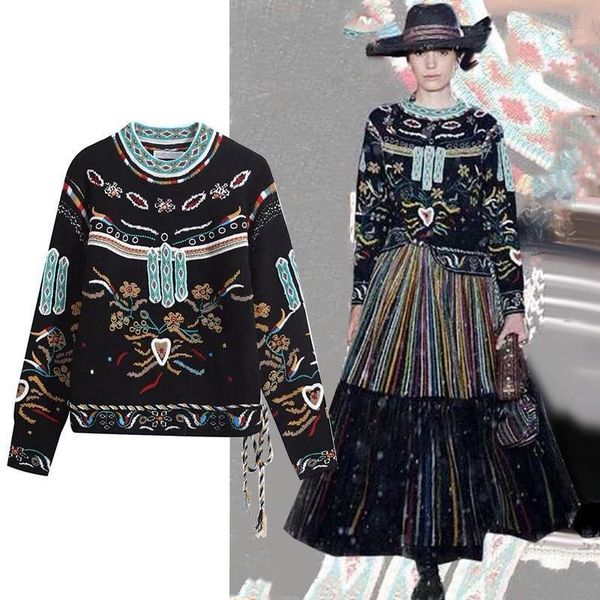 women's sweaters runway sweater women design elegant vintage embroidery loose knitted pullovers mujer pull femme christmas 1, White;black
women's sweaters runway sweater women design elegant vintage embroidery loose knitted pullovers mujer pull femme christmas 1, White;black