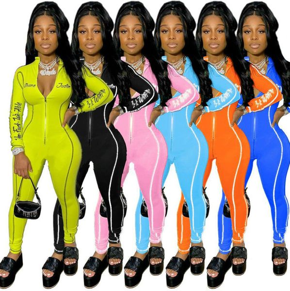 designer women jumpsuit rompers fashion bodysuit letter print onesies zipper stand collar line stitching slim one piece clothes, Black;white
designer women jumpsuit rompers fashion bodysuit letter print onesies zipper stand collar line stitching slim one piece clothes, Black;white