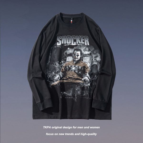 tkpa fashion brand dark print pullover sweater round neck loose high street lovers make old washed long sleeves, Black
tkpa fashion brand dark print pullover sweater round neck loose high street lovers make old washed long sleeves, Black