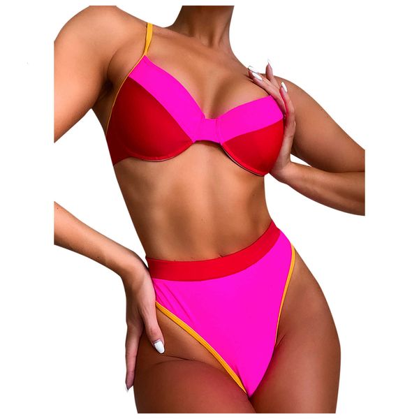 2020 push up swimwear women's high cut contrast color stitching bikini set one piece swimsuit, White;black
2020 push up swimwear women's high cut contrast color stitching bikini set one piece swimsuit, White;black