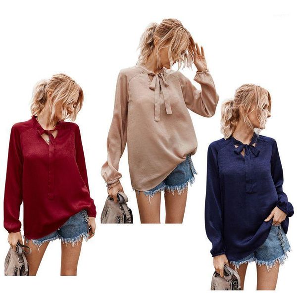 women autumn casual blouse v-neck loose office lady female long sleeves neck tie solid color casual shirt streetwear1, White
women autumn casual blouse v-neck loose office lady female long sleeves neck tie solid color casual shirt streetwear1, White