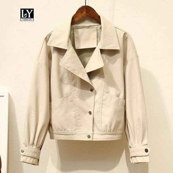 ly varey lin faux soft leather women loose jacket turndown collar single breasted faux pu motorcycle overcoat female short coats1, Black
ly varey lin faux soft leather women loose jacket turndown collar single breasted faux pu motorcycle overcoat female short coats1, Black